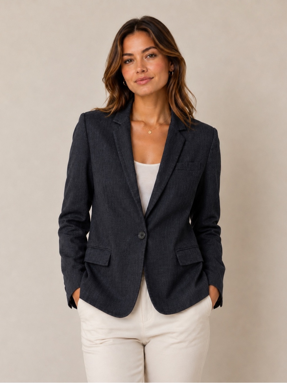 Lafayette 148 Wool Blend Blazer-Dark Gray